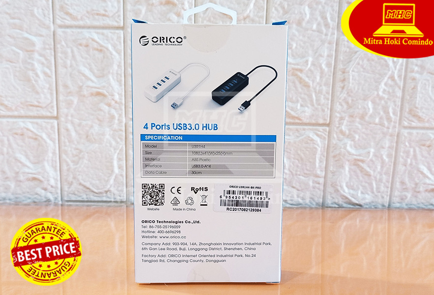 USB HUB 4 Port ORICO USB 3.0 Ultra-Mini U3R1H4