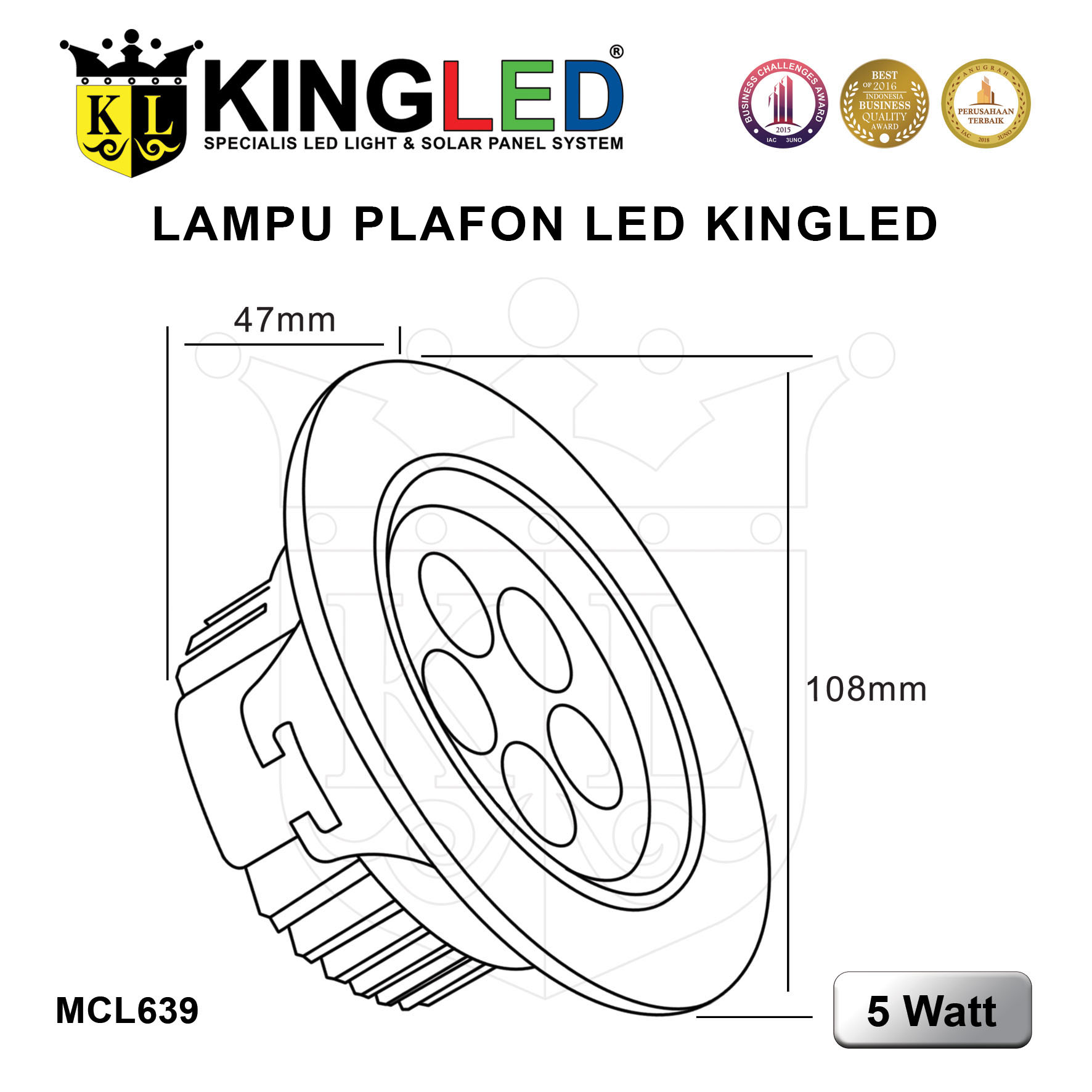 Lampu Plafon LED 5 Watt / LED DownLight 5 Watt