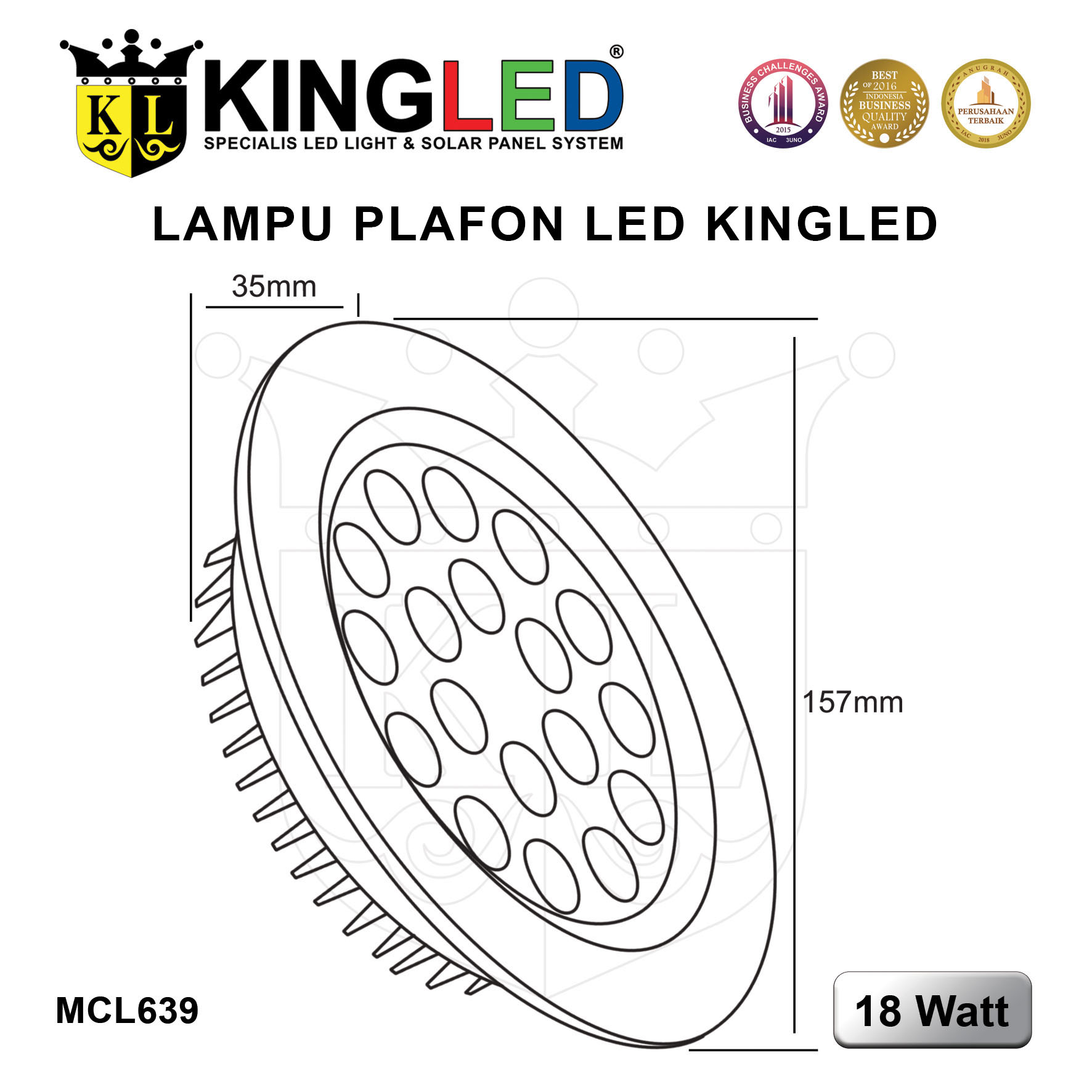 Megalux Lampu Plafon LED 18 Watt / LED Megalux DownLight 18 Watt