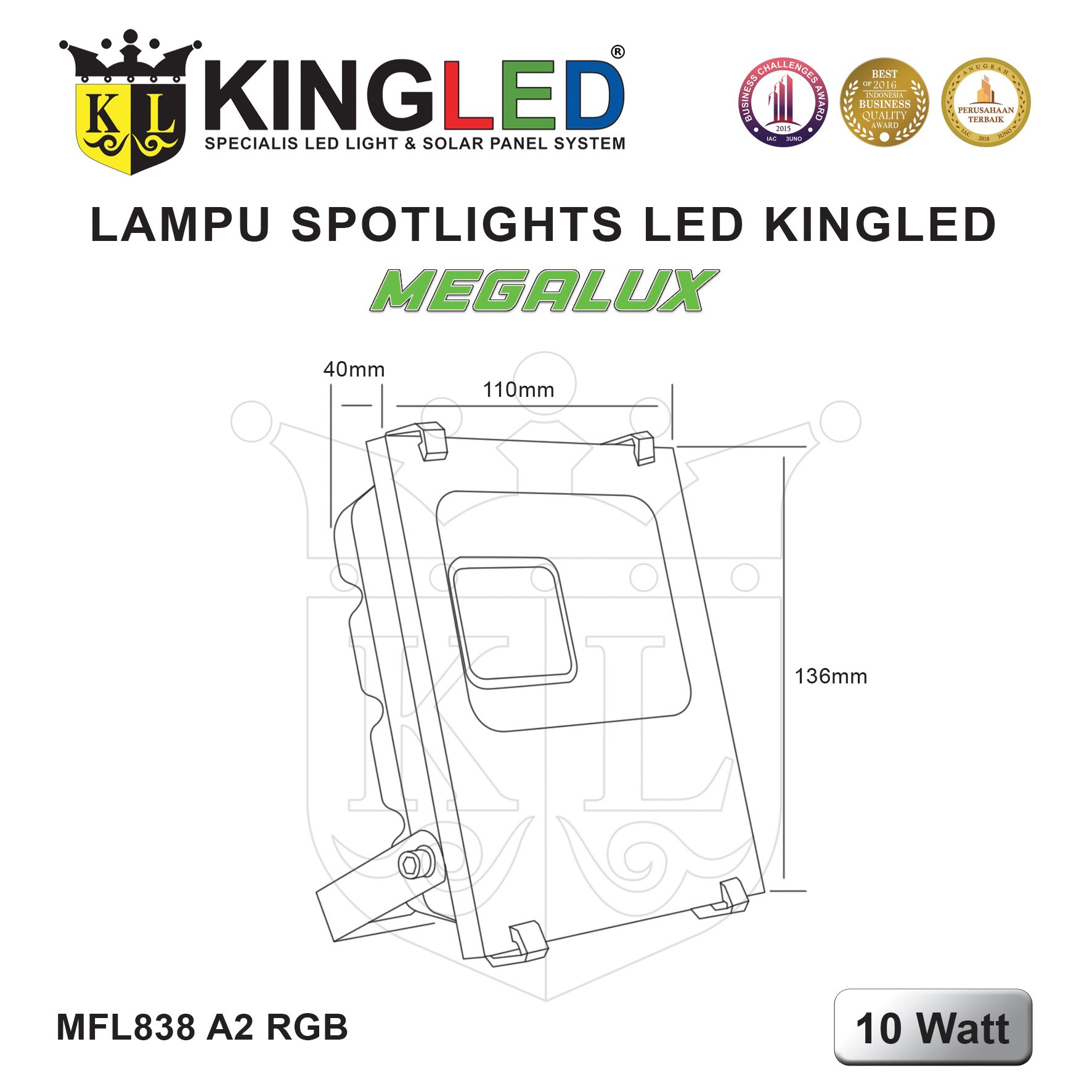 Megalux Lampu Sorot LED 10 Watt / LED FloodLight 10 Watt