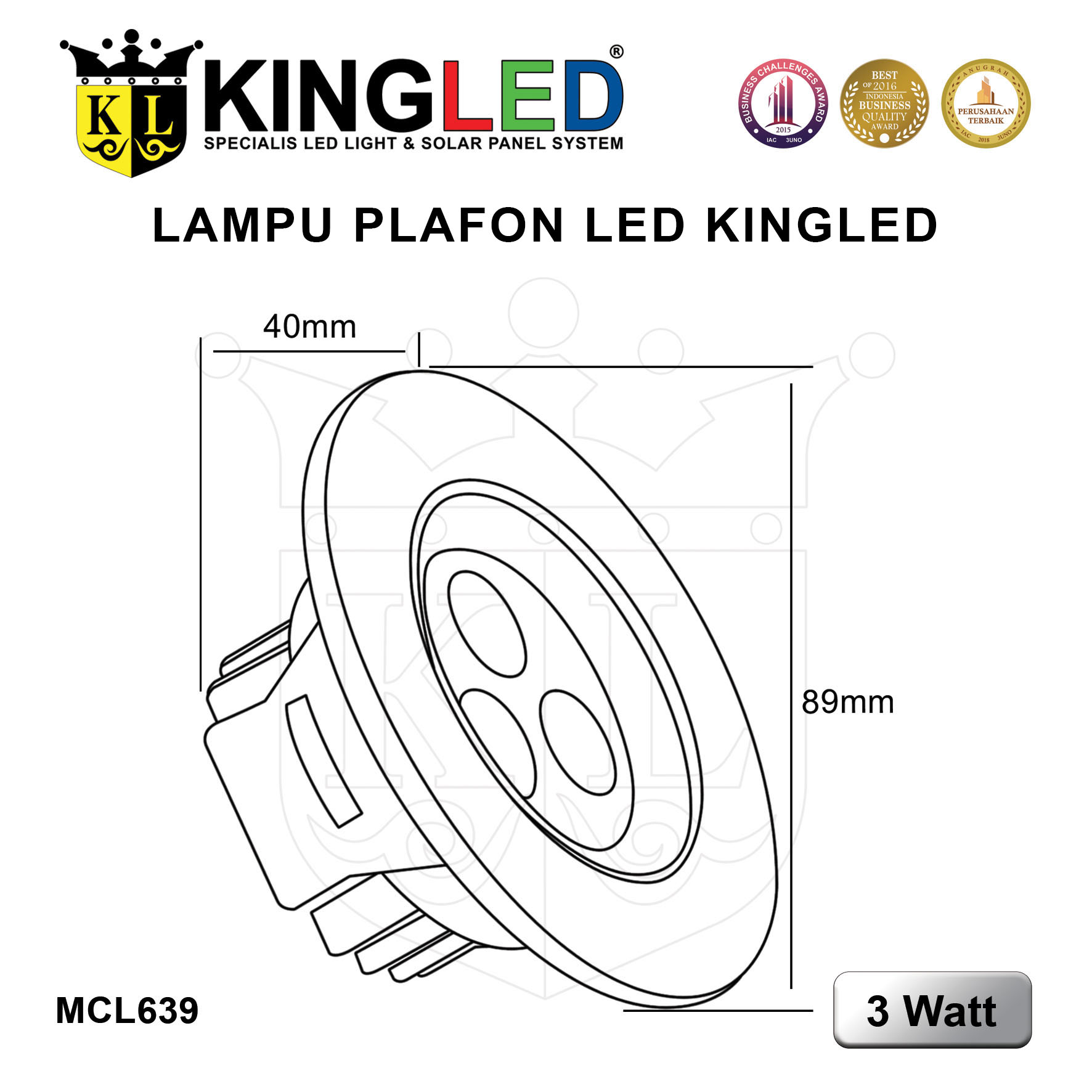 Lampu Plafon LED 3 Watt / LED DownLight 3 Watt