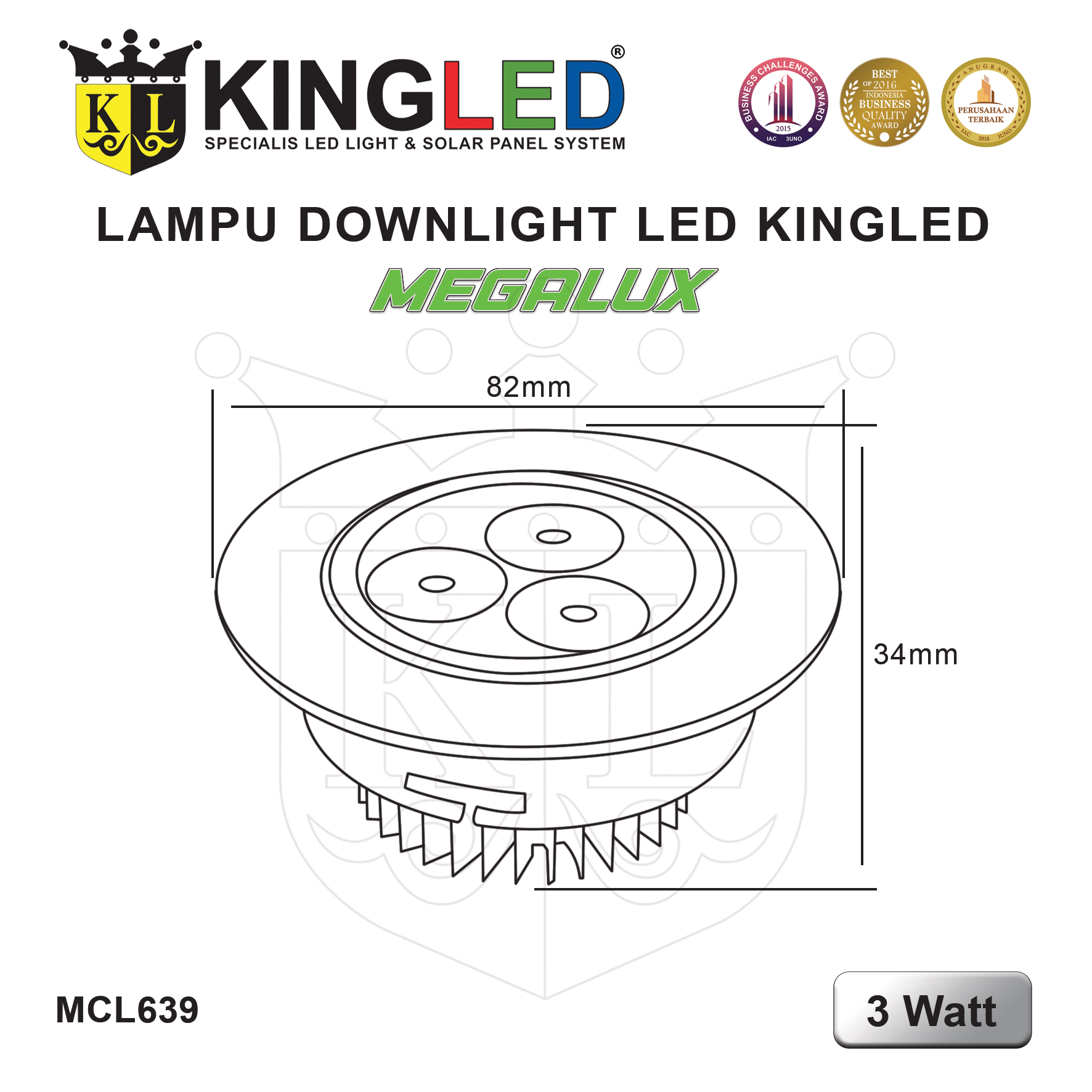 Lampu Plafon LED 3 Watt / Downlight LED 3 Watt