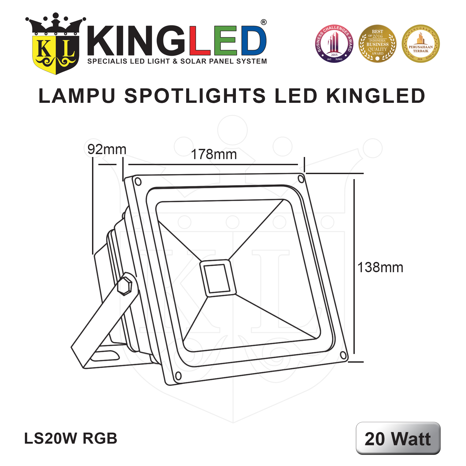 Lampu Sorot LED 20 Watt RGB / SpotLight LED 20 Watt RGB